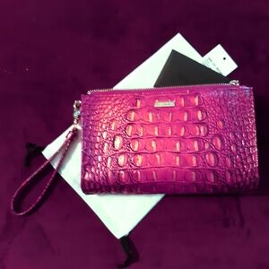 Brahmin Crimson Leather Daisy Wristlet  Brahmin